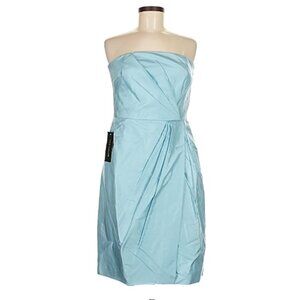 Ann Taylor 100% Silk Strapless Pleated Cocktail Dress in Powder Blue